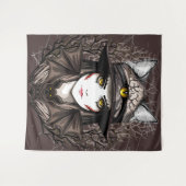 Hexenkatze Halloween Niedliches Portrait Wandteppich (Vorderseite (Horizontal))