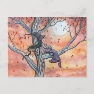 Hexenkatze Halloween-Postkarte von Molly Harrison Feiertagspostkarte