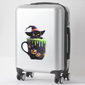 Hexenkatze Halloween Tasse - Niedlicher Schwarzer Aufkleber (Koffer)