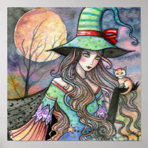 Hexenkatze Halloweenplakat von Molly Harrison Poster