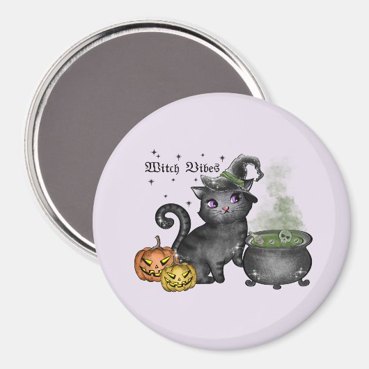 Hexenkatze | Hexe Vibes Magnet (Vorderseite/Rückseite)