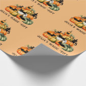 Hexenkatze Kürbislaterne Halloween Magic-Geschenke Geschenkpapier (Ecke)