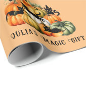 Hexenkatze Kürbislaterne Halloween Magic-Geschenke Geschenkpapier (Rolleneckpunkt)