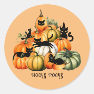 Hexenkatze Kürbislaterne Halloween Magic-Geschenke Runder Aufkleber