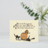 Hexenkatze-Kürbislaterne Postkarte (Stehend Vorderseite)