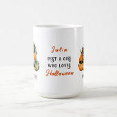 Hexenkatze-Kürbislaterne Pumpkin-Patch Halloween Kaffeetasse (Mittel)