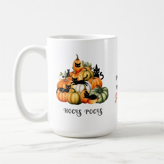 Hexenkatze-Kürbislaterne Pumpkin-Patch Halloween Kaffeetasse (Links)
