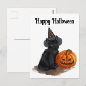 Hexenkatze mit Kürbis Postkarte (Vorne/Hinten)