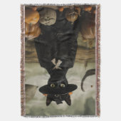 Hexenkatze mit Kürbissen Decke (Vorderseite Vertikal)