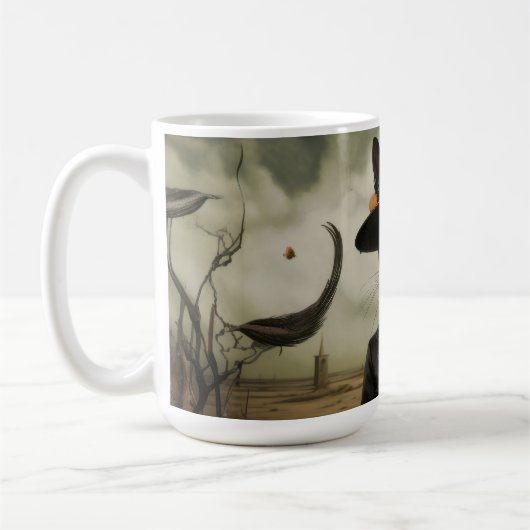 Hexenkatze mit Kürbissen  Kaffeetasse (Links)