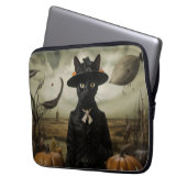 Hexenkatze mit Kürbissen  Laptopschutzhülle (Vorderseite Links)