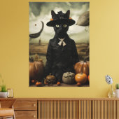 Hexenkatze mit Kürbissen Leinwanddruck (Insitu (Wohnzimmer))