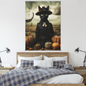 Hexenkatze mit Kürbissen Leinwanddruck (Insitu (Schlafzimmer))