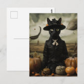 Hexenkatze mit Kürbissen Postkarte (Vorne/Hinten)