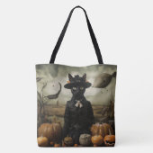 Hexenkatze mit Kürbissen Tasche (Rückseite)