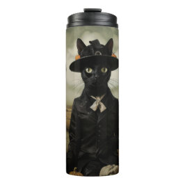 Hexenkatze mit Kürbissen Thermosbecher