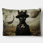 Hexenkatze mit Kürbissen Zubehörtasche (Rückseite)