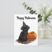 Hexenkatze mit Pumpkin-Postkarte Postkarte (Stehend Vorderseite)