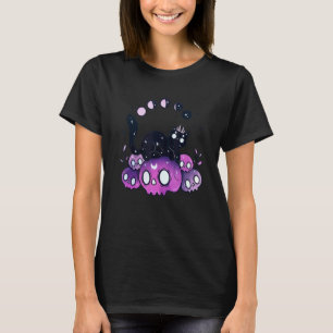 Hexenkatze Mondphasen Totenköpfe Halloween Kostüm T-Shirt