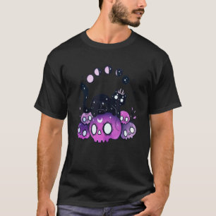 Hexenkatze Mondphasen Totenköpfe Halloween Kostüm T-Shirt