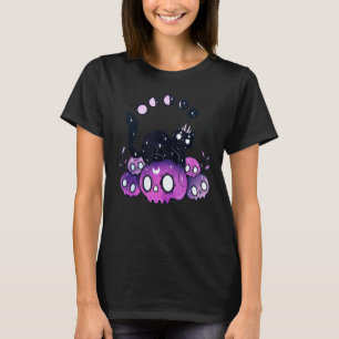 Hexenkatze Mondphasen Totenköpfe Halloween-Kostüm  T-Shirt