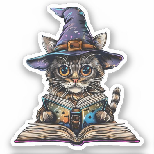 Hexenkatze Reading Custom-Cut Vinyl Sticker (Vorderseite)
