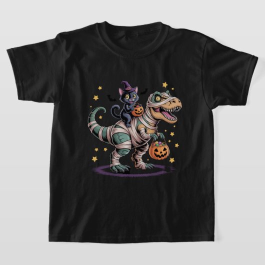 Hexenkatze Riding Mummy T-Rex - Niedliches Hallowe T-Shirt (Ablage )