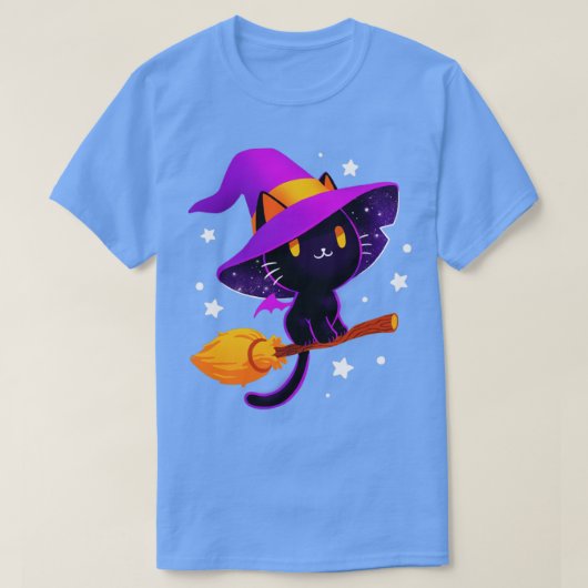 Hexenkatze Schwarze Zauberkatze niedliche Spore T-Shirt (Design vorne)