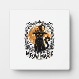 Hexenkatze-Shirt Vintage Halloween-Mond-Design_1 Fotoplatte