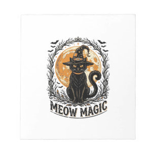 Hexenkatze-Shirt Vintage Halloween-Mond-Design_1 Notizblock