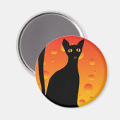 Hexenkatze und Mond Magnet (Vorderseite/Rückseite)
