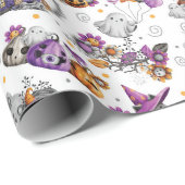 Hexenkatze und Spooky Friends Geschenkpapier (Rolleneckpunkt)