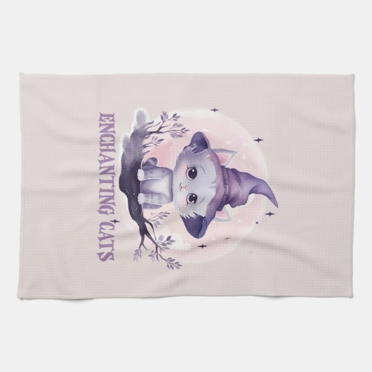 Hexenkatze verzaubern geschirrtuch (Horizontal)