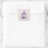 Hexenkatze verzaubern quadratischer aufkleber (Tasche)