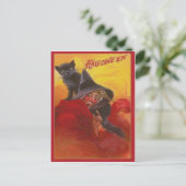 Hexenkatze Vintag Halloween Postkarte (Stehend Vorderseite)