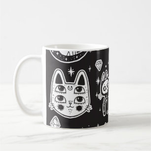 Hexenkatze: Vintage Abgeschiedene Illustration Kaffeetasse