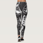 Hexenkatze: Vintage Abgeschiedene Illustration Leggings (Rückseite)