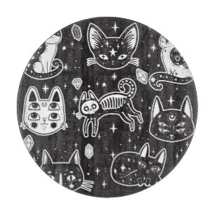 Hexenkatze: Vintage Abgeschiedene Illustration Schneidebrett