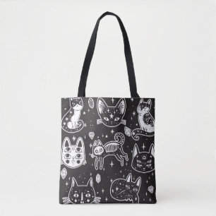 Hexenkatze: Vintage Abgeschiedene Illustration Tasche