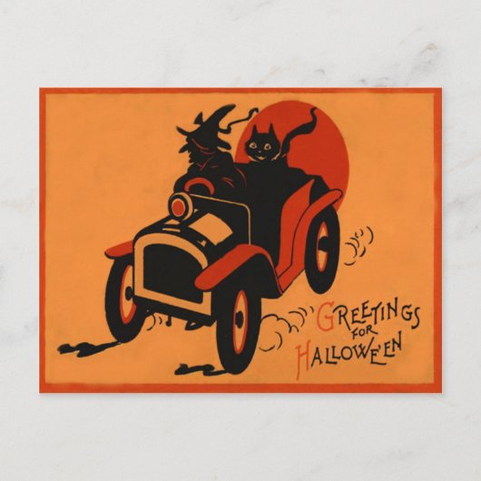 Hexenkatze Vollmond Postkarte (Vorderseite)