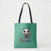 Hexenkatze Voodoo-Puppe Grün Tasche (Vorderseite)