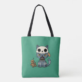 Hexenkatze Voodoo-Puppe Grün Tasche (Rückseite)