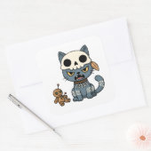 Hexenkatze Voodoo-Puppe Quadratischer Aufkleber (Umschlag)