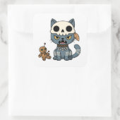 Hexenkatze Voodoo-Puppe Quadratischer Aufkleber (Tasche)