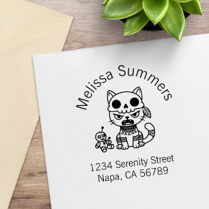 Hexenkatze-Voodoo-Puppen-Erz-Adresse Gummistempel