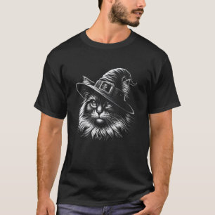 Hexenkatze Wicca Hexenkunst Katze mit Hexenhut T-Shirt