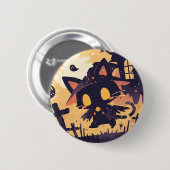 Hexenkatze zu Halloween Button (Vorne & Hinten)