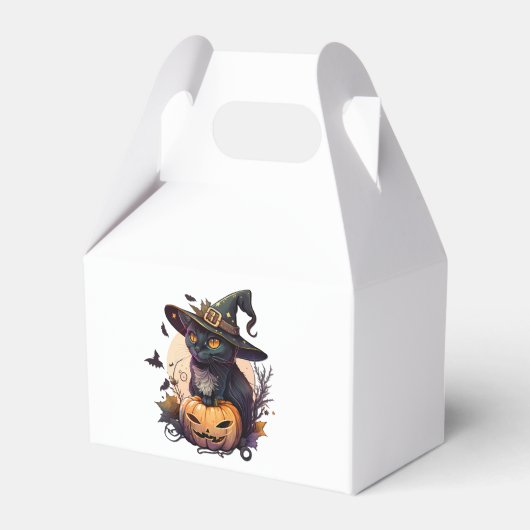 Hexenkatze zu Halloween Geschenkschachtel (Vorderseite)