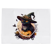 Hexenkatze zu Halloween Große Geschenktüte (Rückseite)