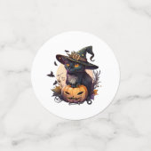 Hexenkatze zu Halloween Konfetti (Klein Vorderseite)